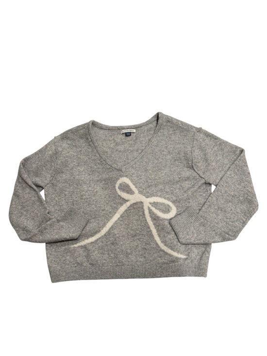 American Eagle Outfitters Sweaters - American Eagle - Gray V-Neck Sweater with Coquette Bow Detail - XS